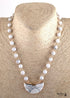 Boho Necklace, RH Rose Quart Amazonite, Half Moon Pink Natural Stone
